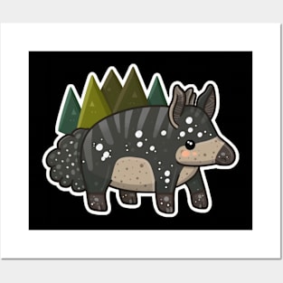 Cute Mountain Tapir Illustration - Adorable Animal Art Posters and Art